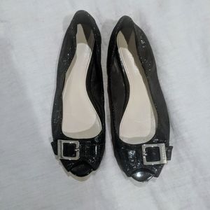 Calvin Klein Peep Toe Black Ballet Flats